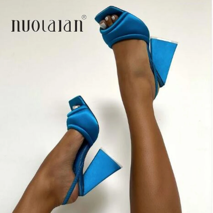 Босоножки женские атласные с мягкой подкладкой модные сандалии на высоком