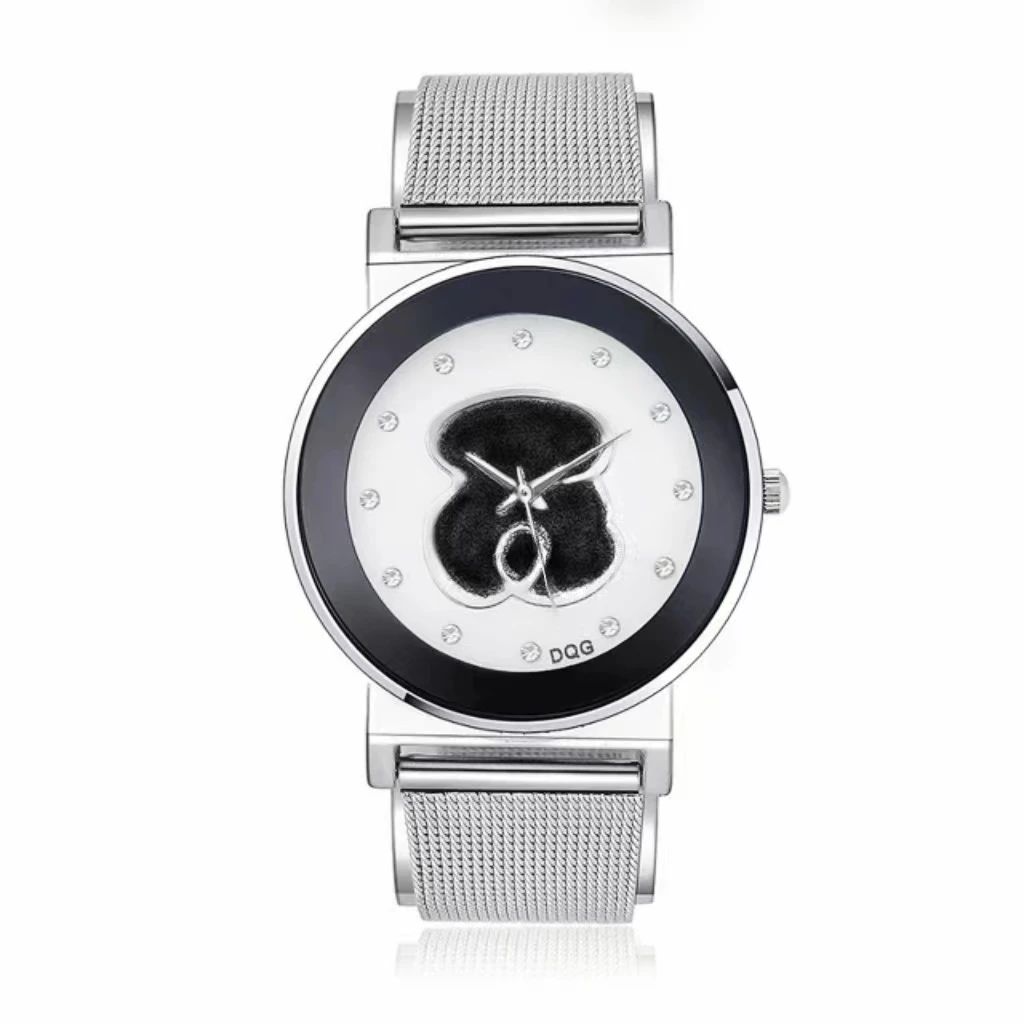 Reloj Mujer 2023 New Cute Little Bear Ms. Watch Women Crystal Diamond Watches Stainless Steel Silver Clock Women Montre Femme