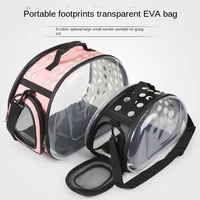 portable travel footprint transparent eva bag pet outing folding handbag shoulder bag dog travel case cat bag kennel supplies