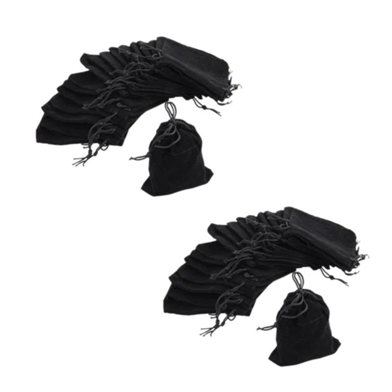 

150X Black Velvet Drawstring Jewelry Gift Bags Pouches HOT