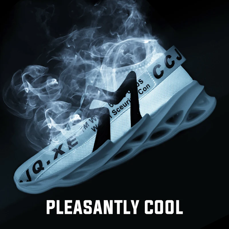 JIEMIAO New Men Running Shoes Mesh Breathable Male Sneakers Light Sports Shoes Comfortable Athletic Training Footwear Plus Size