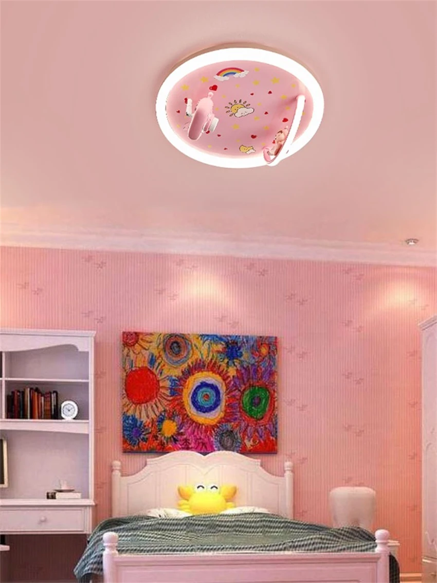 Современные розовые Мультяшные круглые фонари для потолочного светильника