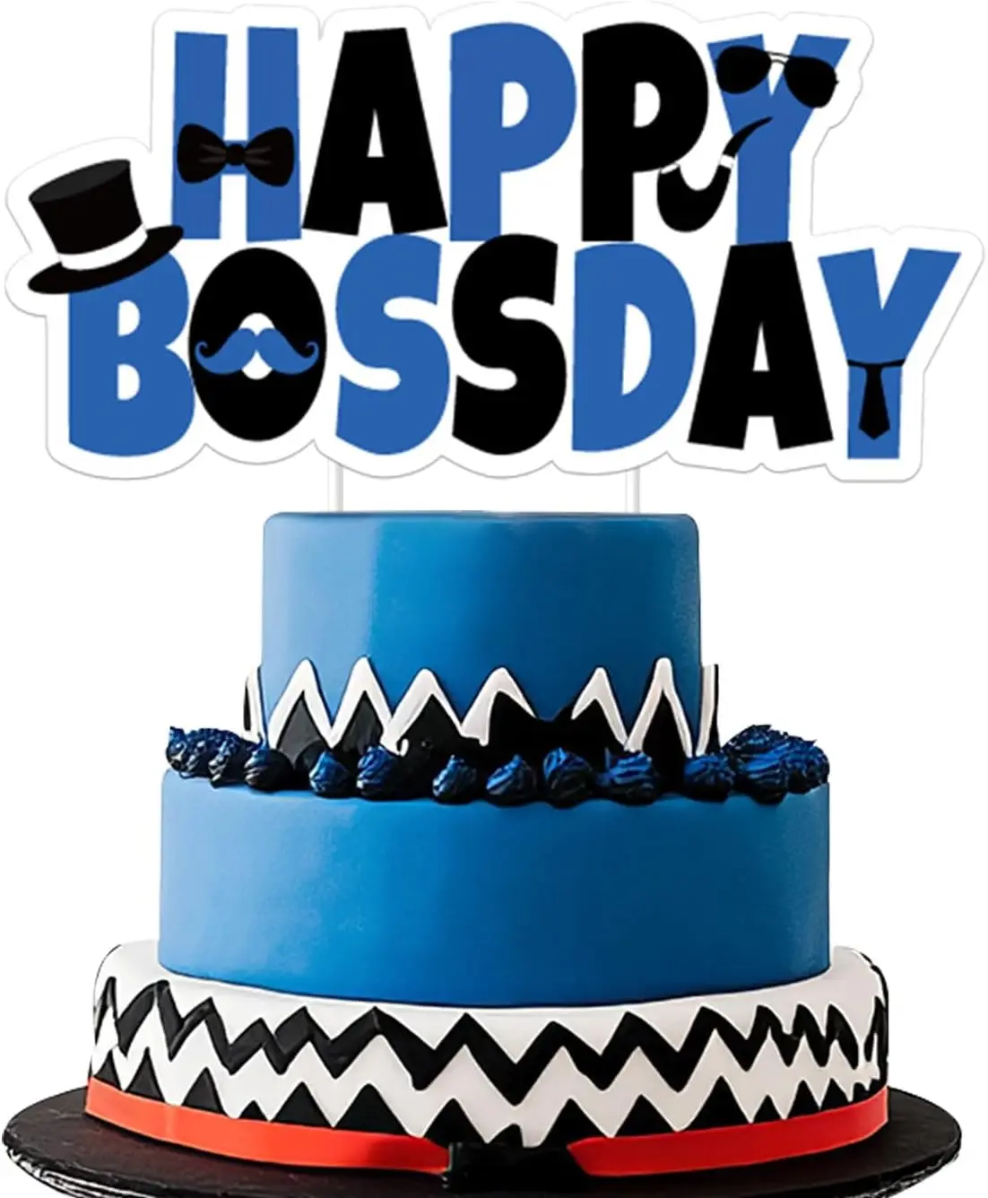 Фото Топпер для торта Cheereveal Happy Bossday Boss Boy, украшения для детской вечеринки, синий, черный, двойной принт, декор для торта для мальчиков, 1-й, 2-й, 3-й №1