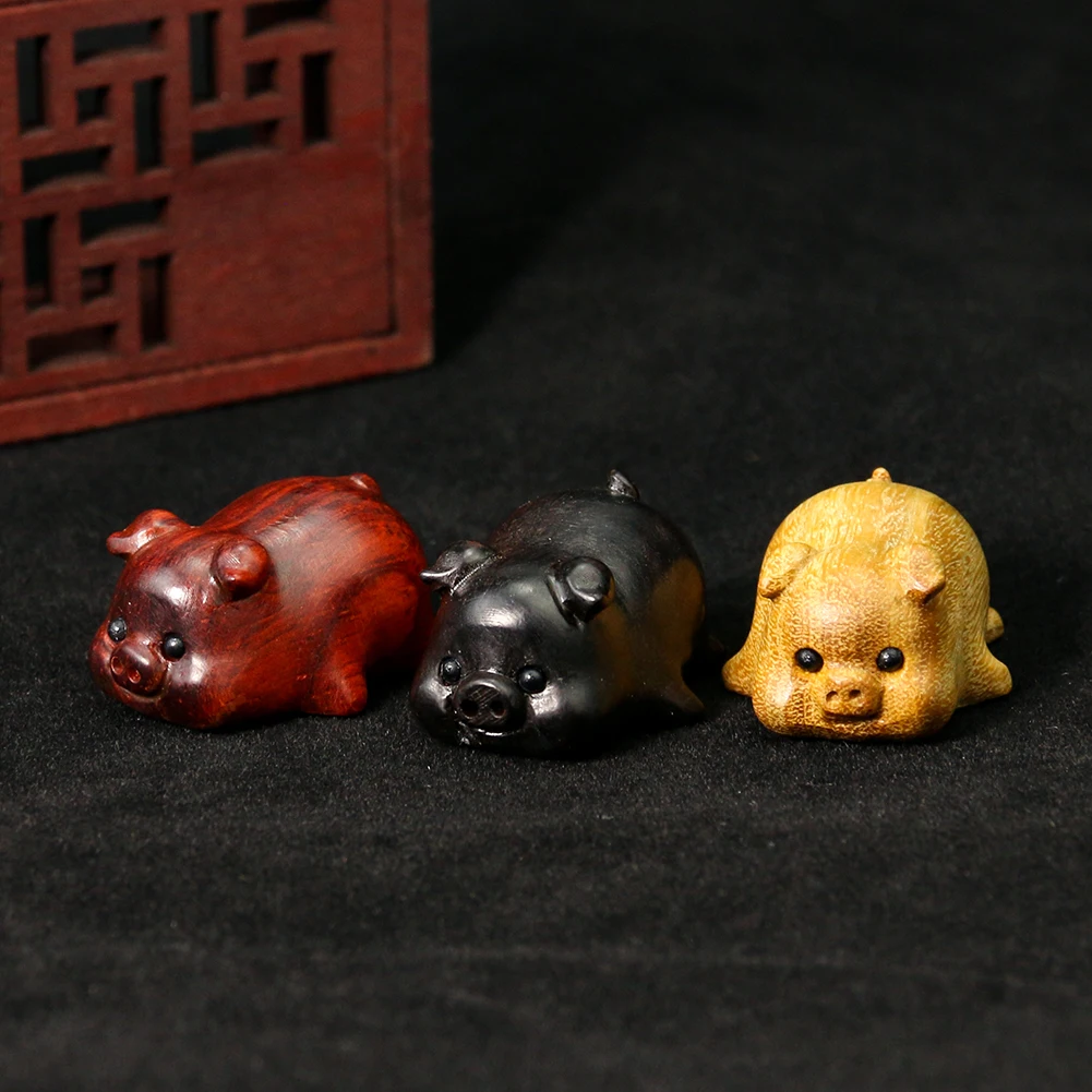 

Creative Sandal Wood Miniature Cute Pig Doll Animal Living Room Room Desktop Decoration Decoration Handicraft Gift