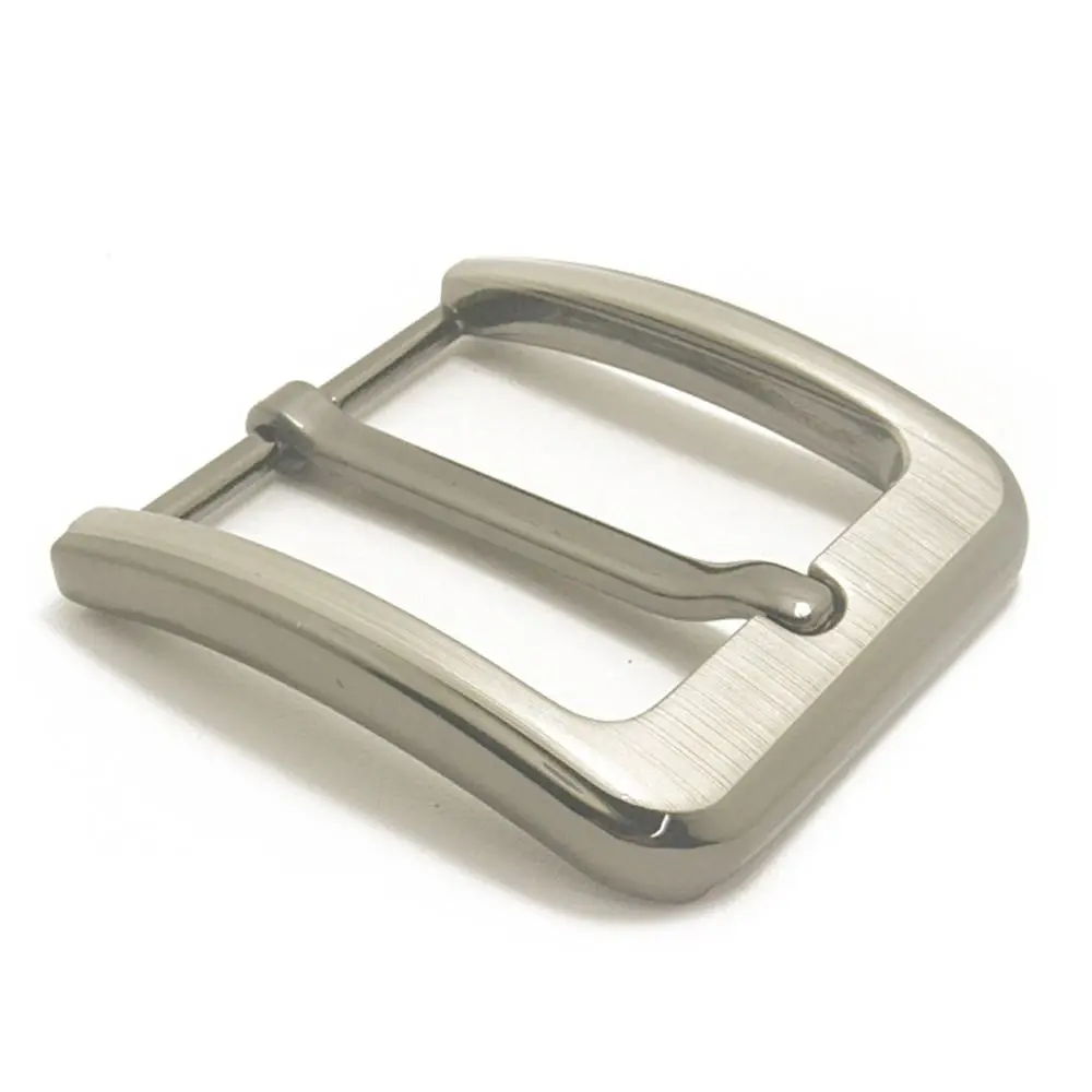 

Zinc Alloy Single Prong Replacement Metal Wiredrawing Waistband Head 40mm Pin Buckle End Bar Leather Belt Buckles