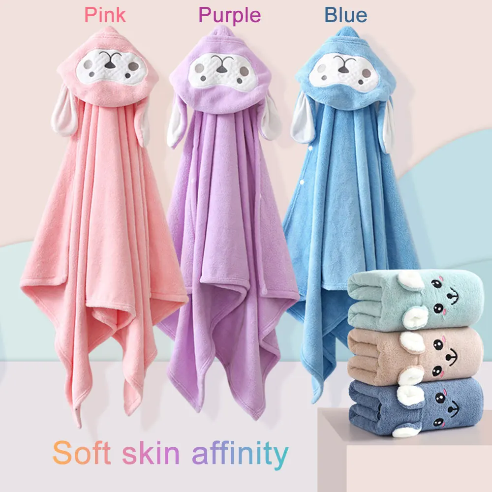 

Baby Hooded Bath Towel Kids Cloak Cartoon Coral Fleece Towels Infant Quick-drying Absorbent Washcloth For Newborns And Infants