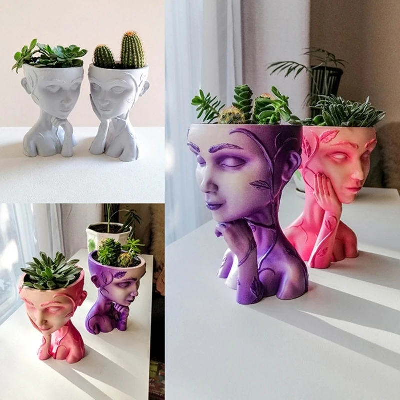 

Succulent Planter Flower Pot Mold Cheek Support Mold DIY Decoration Tool 40GB
