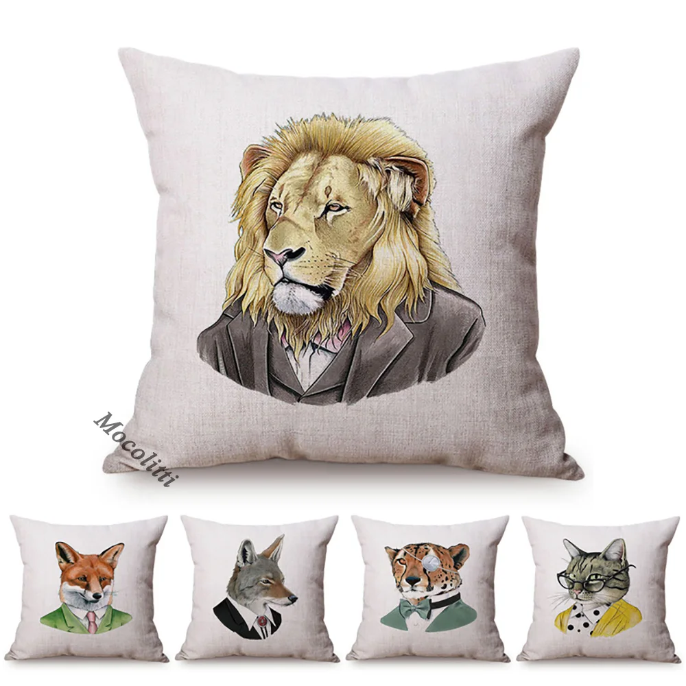 

Европейские современные искусства, искусство, диванные наволочки для диванных подушек, чехол с изображением Льва, лисы, кота, мистер, Модный...