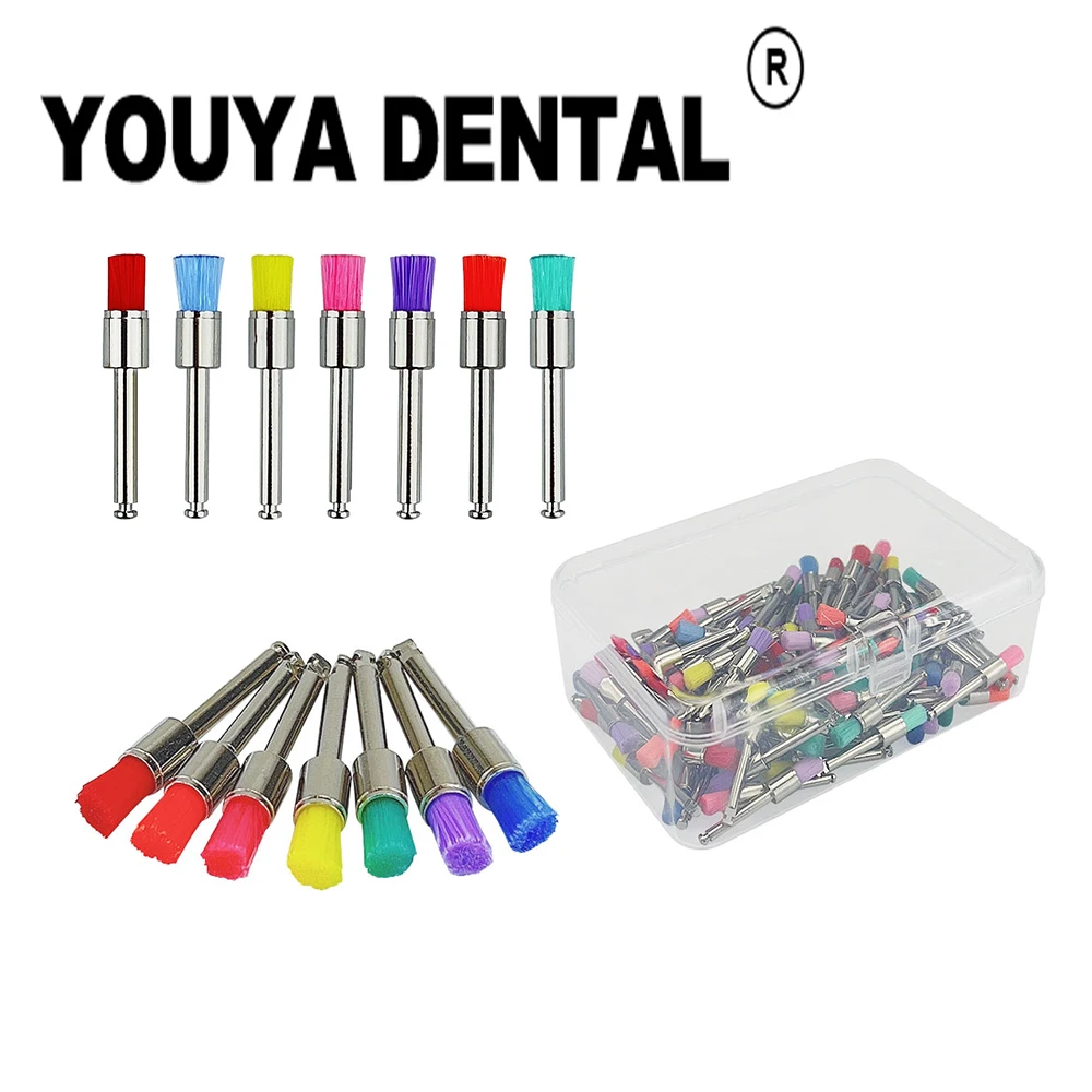 

100pcs Dentist Prophylaxis Brushes Disposable Dental Polisher Brushes Latch Type Flat Brush Dentist Tools