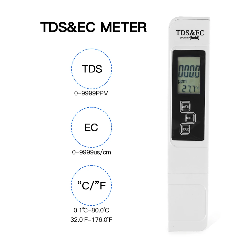 Цифровой тестер качества воды Vastar TDS диапазон 0-9990 Многофункциональный