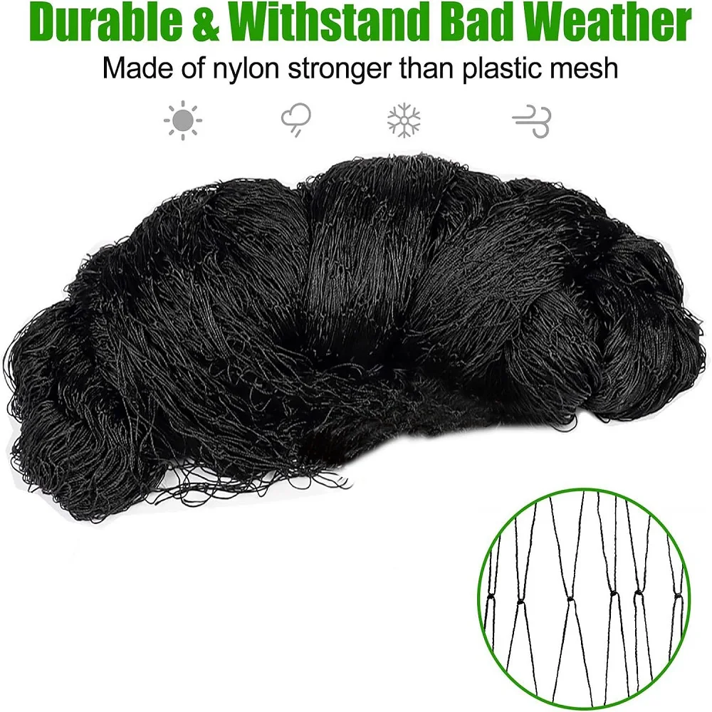 Большая садовая сетка для предотвращения птиц нейлоновый материал черный цвет
