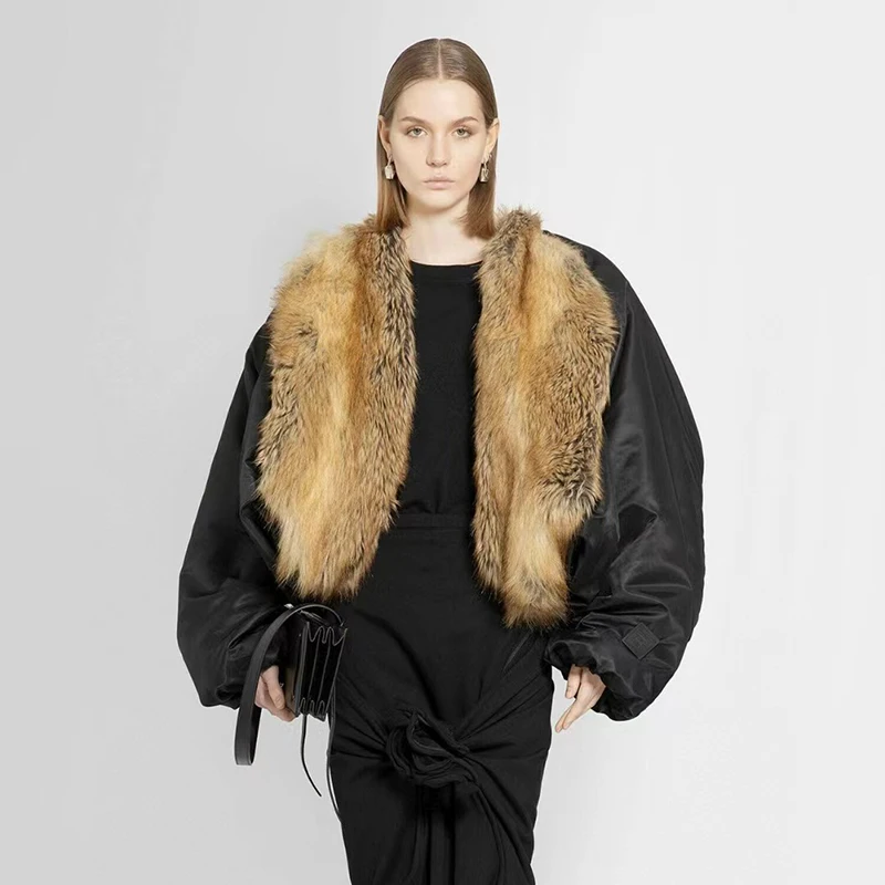 

Fashion Korean short jacket Imported long hair fur Warm coat 2023 autumn and winter new high-quality women's tops y2k