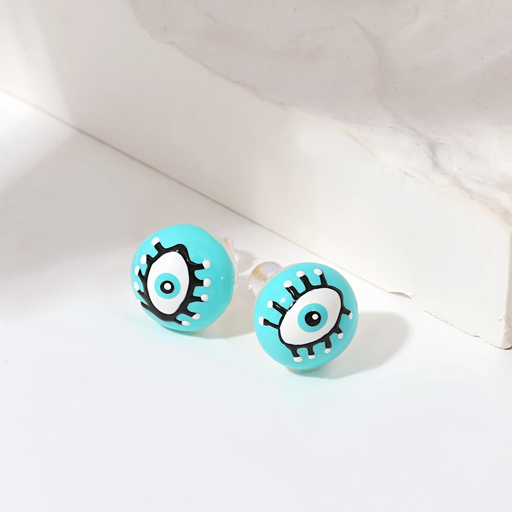 Женские серьги-гвоздики с эмалью AENSOA разноцветные Круглые маленькие серьги