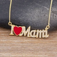 new design enamel heart shape pendant mama letter crystal zircon necklace womens simple temperament jewelry mothers day gift