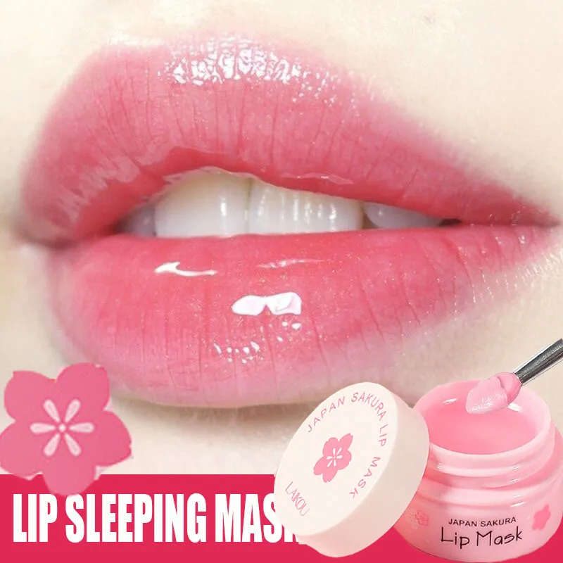 LAIKOU Sakura Lip Mask Serum Anti-Crack Moisturizing Lip Balm Remove Lip Lines Dead Skin Lipstick Brighten Nourishing  Lip Care