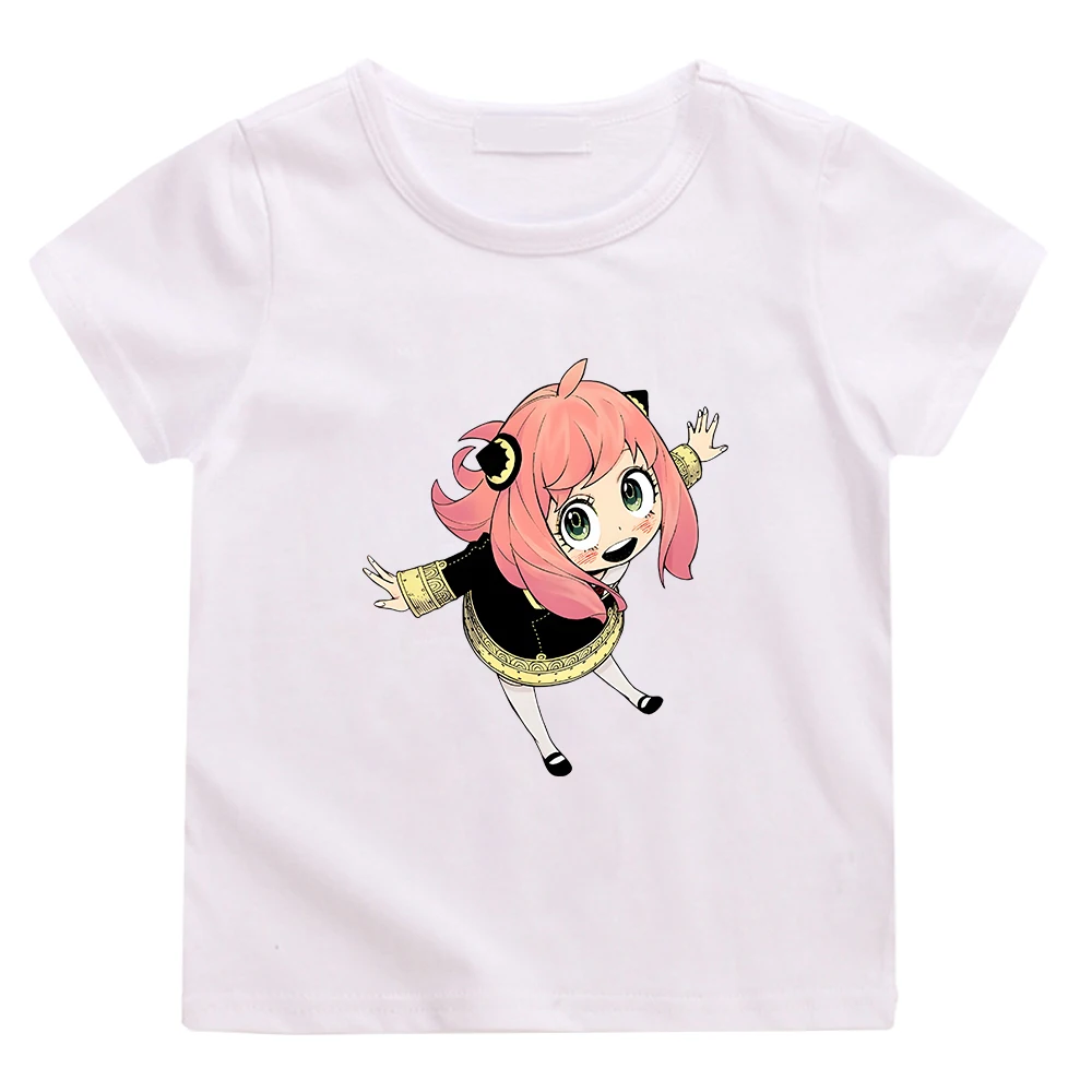 

Anya Smug Clothes Spy X Family Tshirt Kids 100% Cotton Kawaii Top Girls Graphic T-shirt Streetwear Boys Summer Short Sleeve Tees