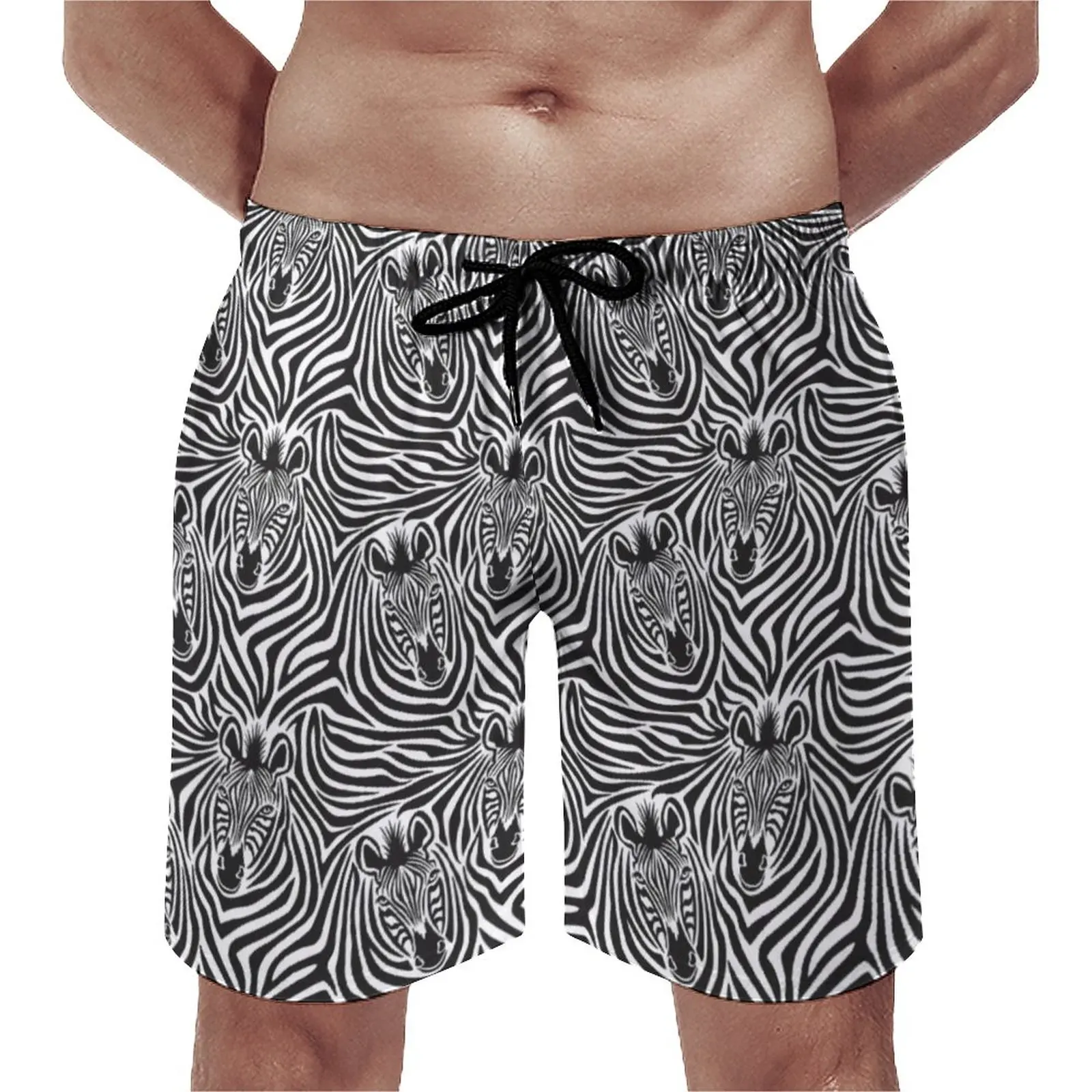 

Wild Zebra Gym Shorts Summer Abstract Animal Print Running Surf Beach Shorts Males Fast Dry Casual Custom Plus Size Beach Trunks