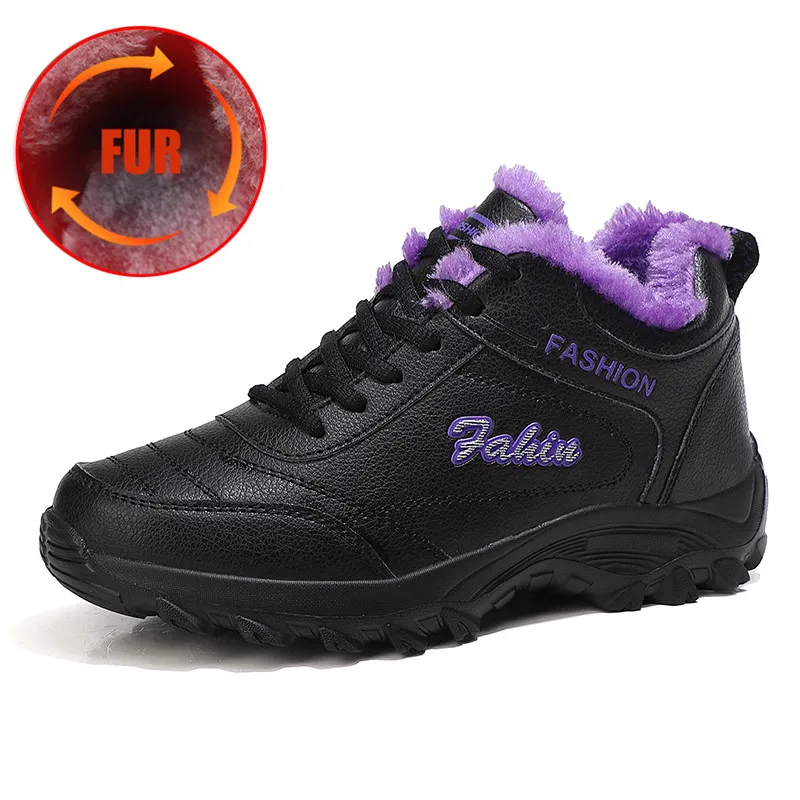 

Outdoor Camping Shoes Women Waterproof Warm Plush Trekking Shoes for Women Athletic Light Non-slip Mountain Ankle Sports Boots