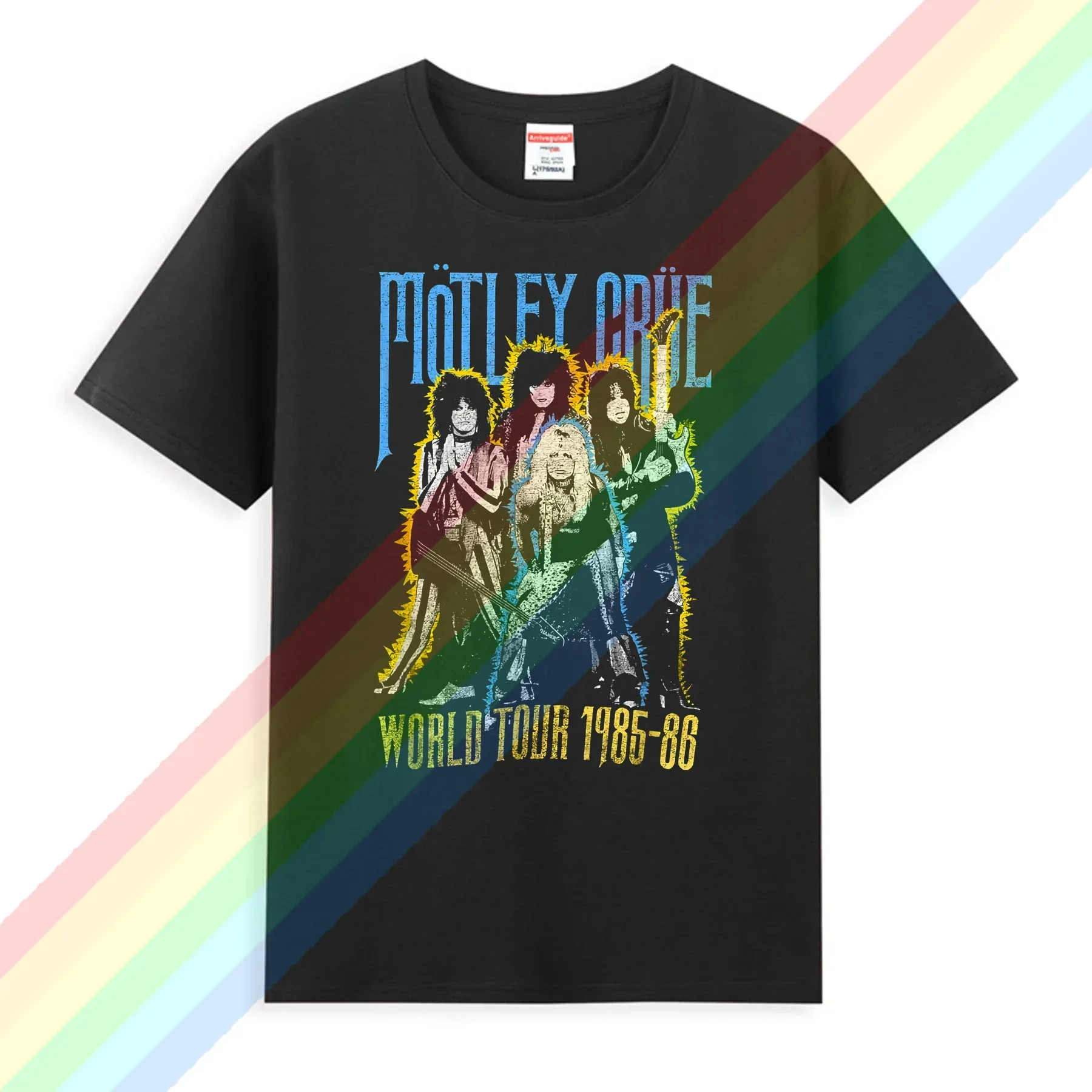 Лидер продаж 2024 летняя футболка из 100% хлопка Motley The Official Crue черная мужская с