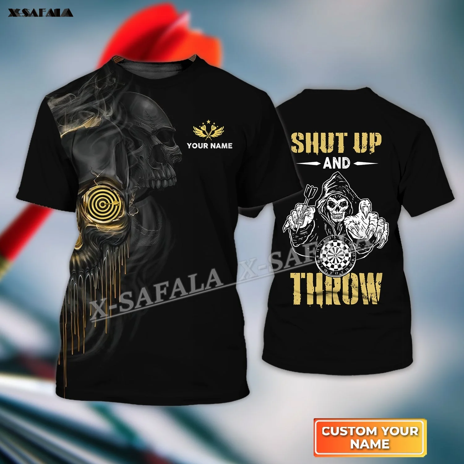

Skull Shut Up Throw Darts Lovers 3D All Over Print Men T-Shirts Top Tees Short Sleeve Casual Milk Fiber Softness Gift