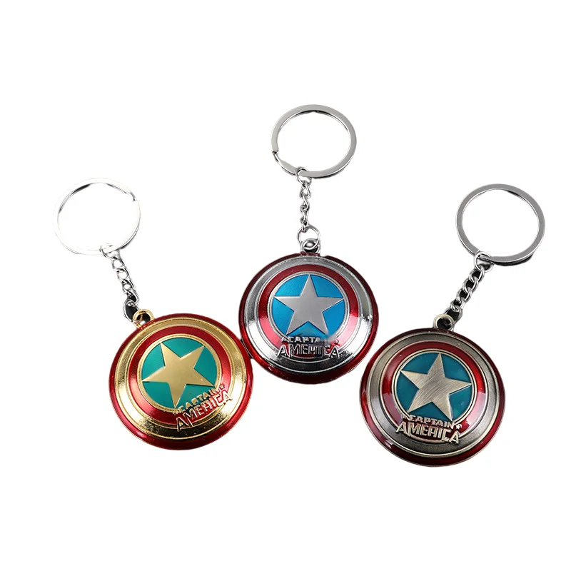 

Car Keychain American Team Shield Metal Pendant Cartoon Gift Key Ring Movie Fan Accessories Doll Toys