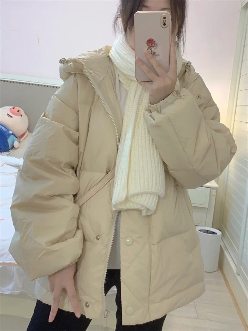 

2022 Winter New Cotton-padded Down Jackets Women Clothing Winter Coats Causal Hooded White Duck Down Jackets Girls Parkas fp310