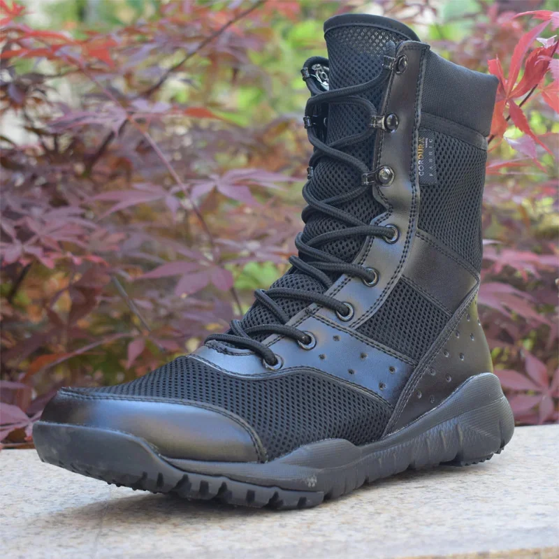 

Мужские военные армейские ботинки светильник, водонепроницаемые тактические ботинки со шнуровкой, модные сетчатые мотоциклетные ботинки, Мужская Рабочая обувь