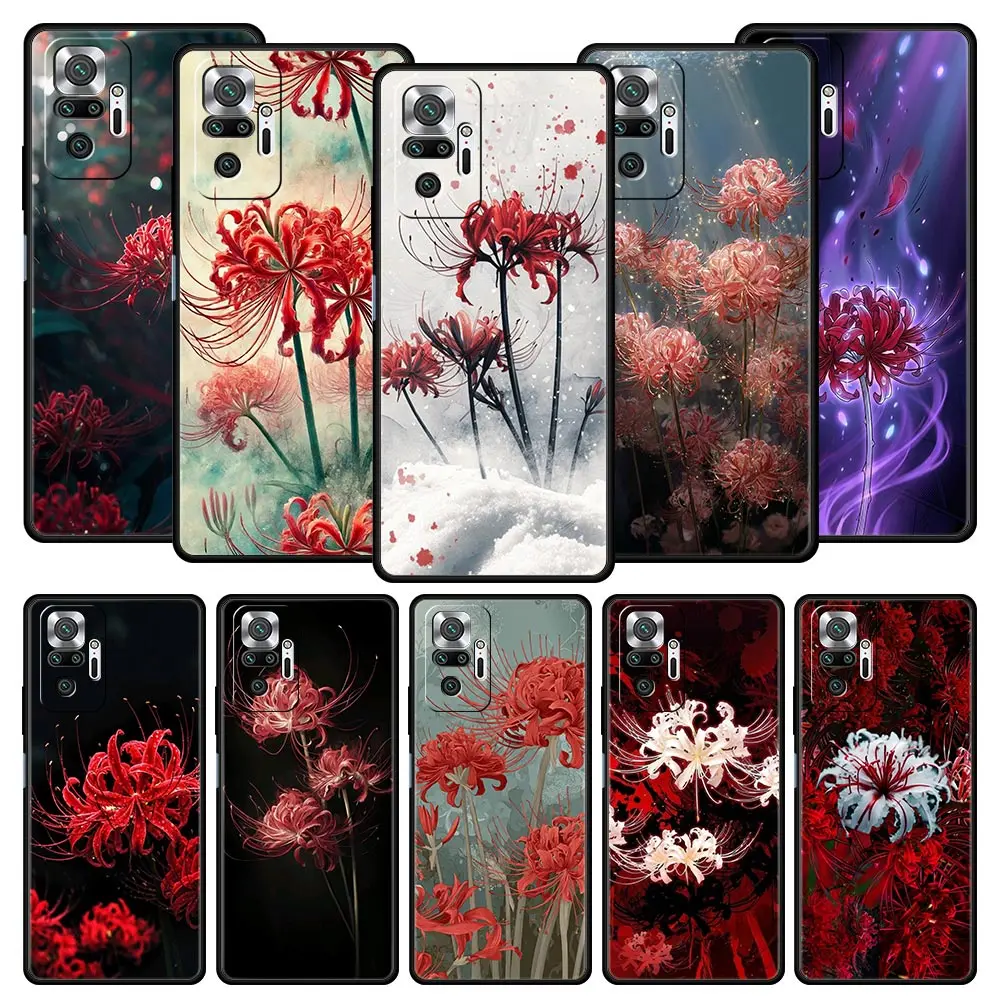Фото Чехол для телефона Redmi 14C 10C Note 15 14 13 12 10 11 Pro Plus K40 5G, мягкий противоударный чехол из ТПУ, Lycoris Radiata Capas №1