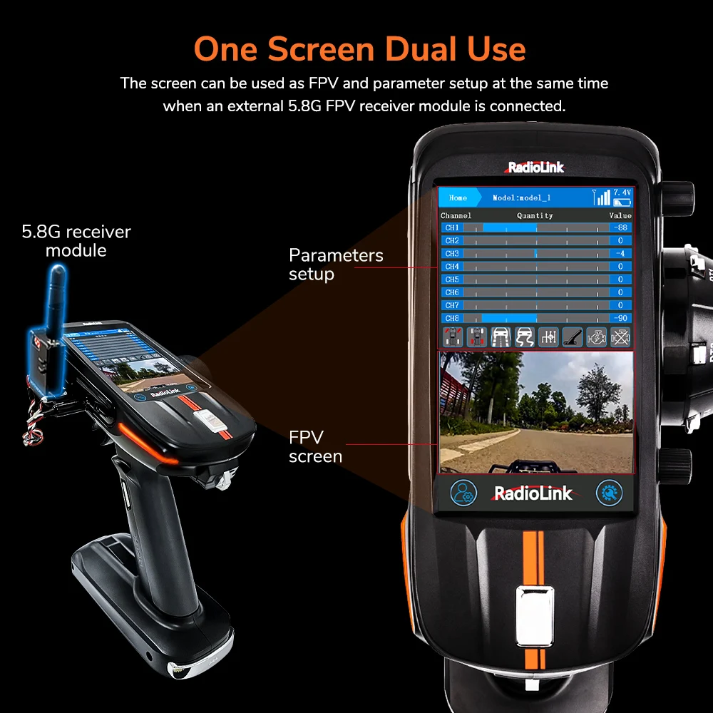 Радиопередатчик Radiolink RC8X 2 4 ГГц 8 каналов 3 дюйма полноцветный ЖК-дисплей