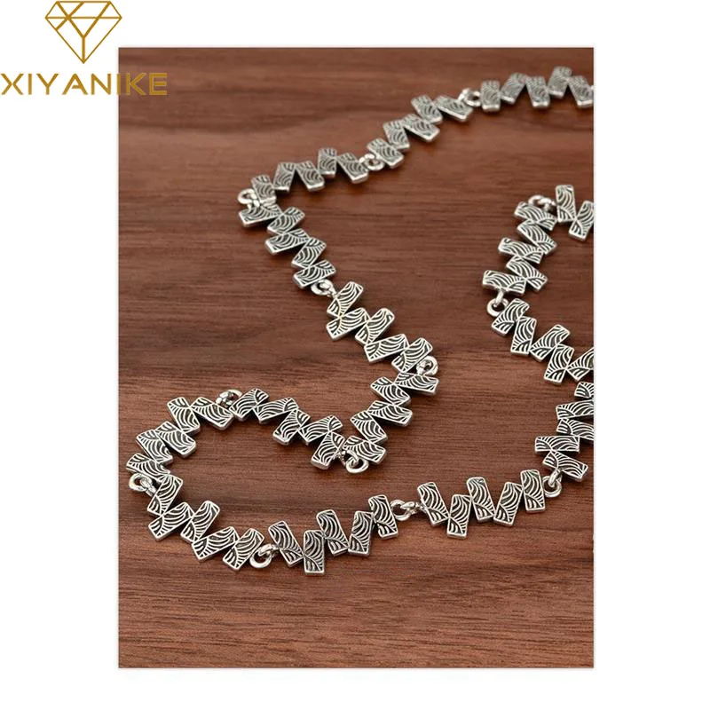 

XIYANIKE Vintage Rectangle Necklace For Women Girl Hip Hop Sweater Chain Fashion New Jewelry Gift Party collier femme