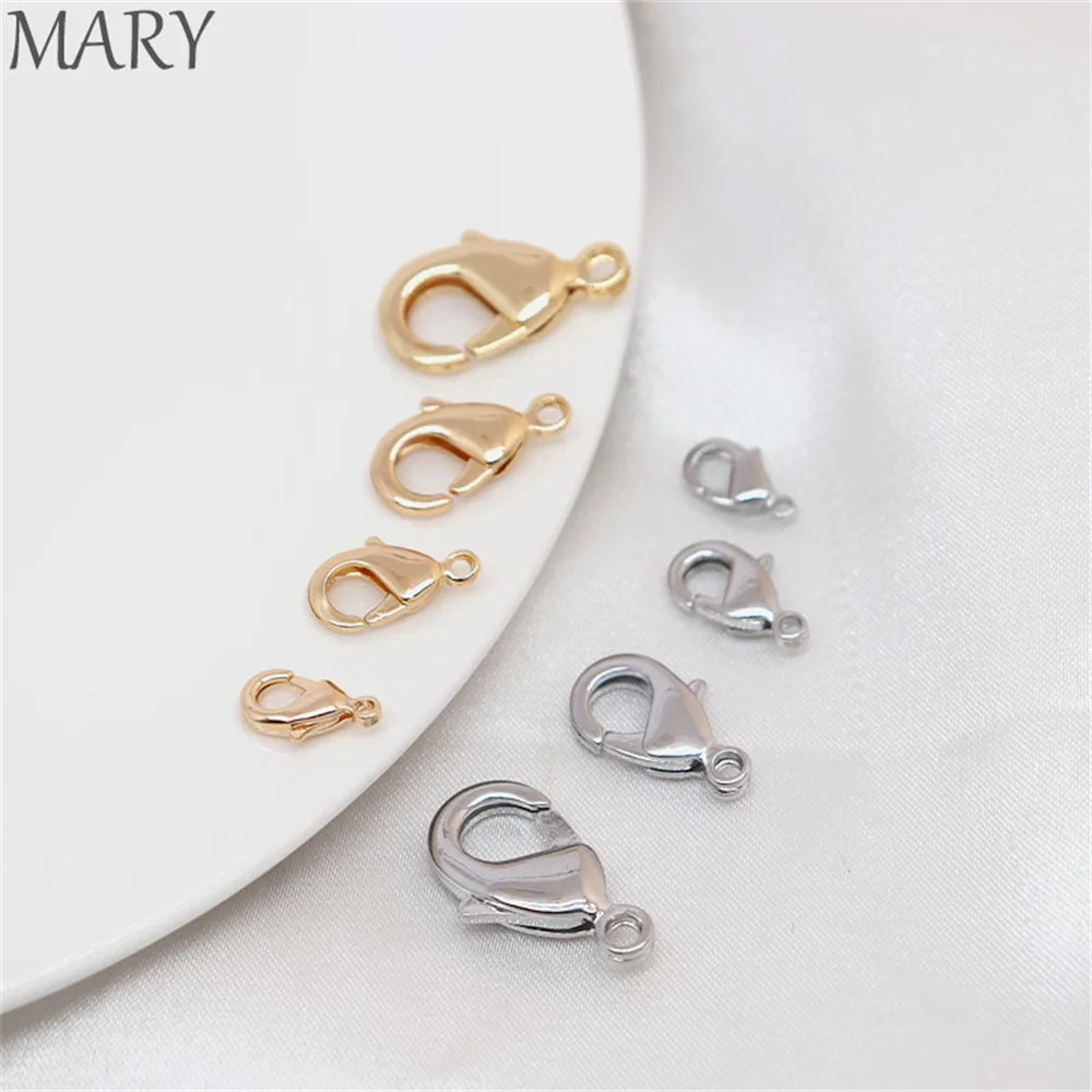 

18K pack gold strong color preserving large lobster clasp DIY pearl necklace finishing clasp bracelet with spring clasp