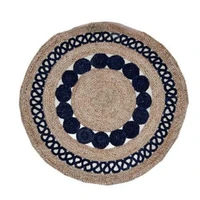 rug 100 natural jute and navy blue dyed hemp mix handloom weave reversible carpet home decor outdoor indoor area rug