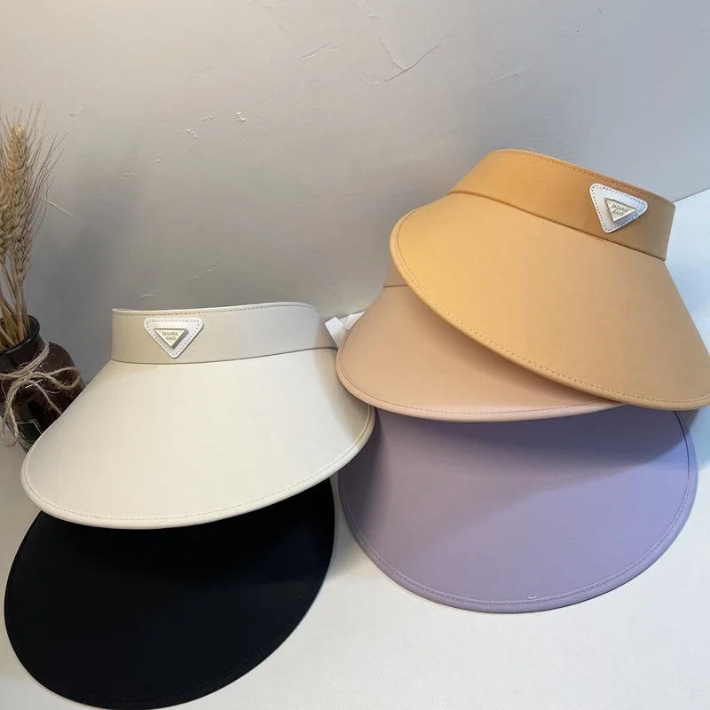

Solid Color Summer Big Brim Metal Letters Women's Sun Hat Fashion Casual Adjustable Outdoor Shade Beach Travel Women's Hat