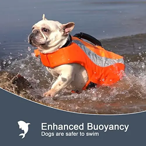 

Dog Life Jacket Rescue Handle Adjustable Dog Life Vest for （Pug,Bulldog,Poodle,Bull Terrier,Labrador） Floatation Vests for Dogs