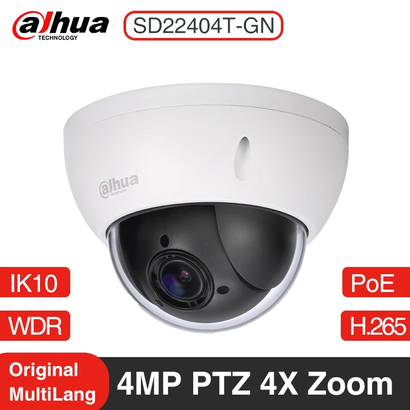 

Dahua 4MP PTZ Camera 4x Optical Zoom Support PoE IP66 IK10 P2P SD22404T-GN SD22204UE-GN 360°Outdoor CCTV Monitor Network IP Cam