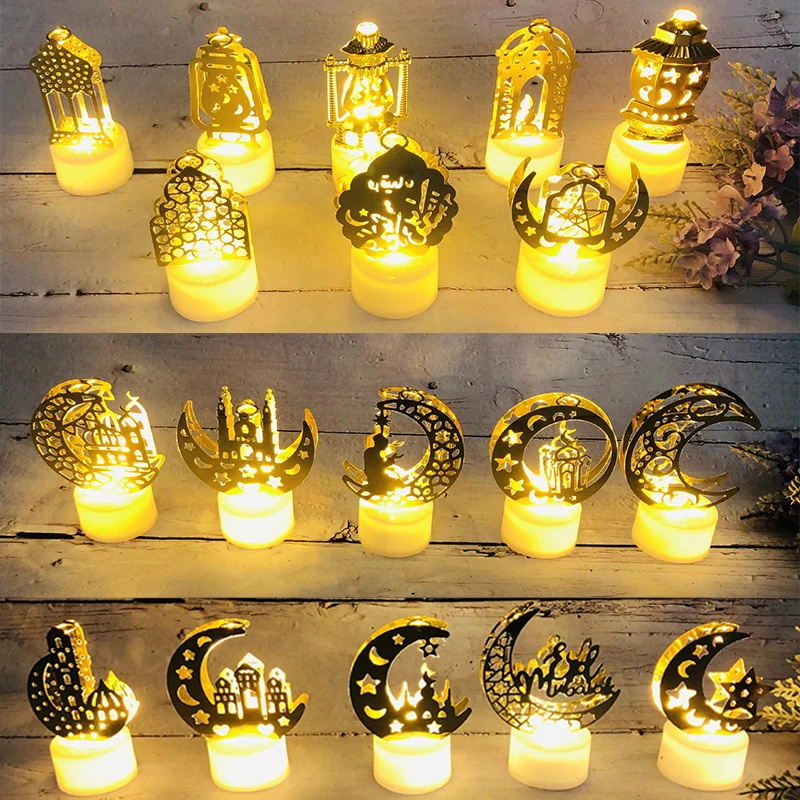 

Ramadan Decoration 2023 Eid Mubarak Iron Candle LED Light Ornament Islam Muslim House Party Decoration Gift Not Include Battery