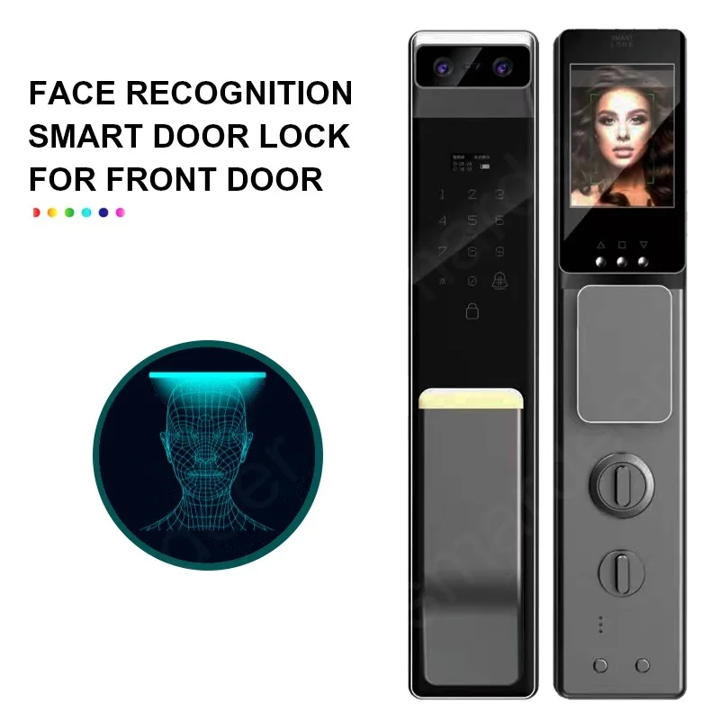 

Face Recognition Smart Lock with HD Video Camera,Biometric Fingerprint Lock for Front door with Smart Doorbell,Password