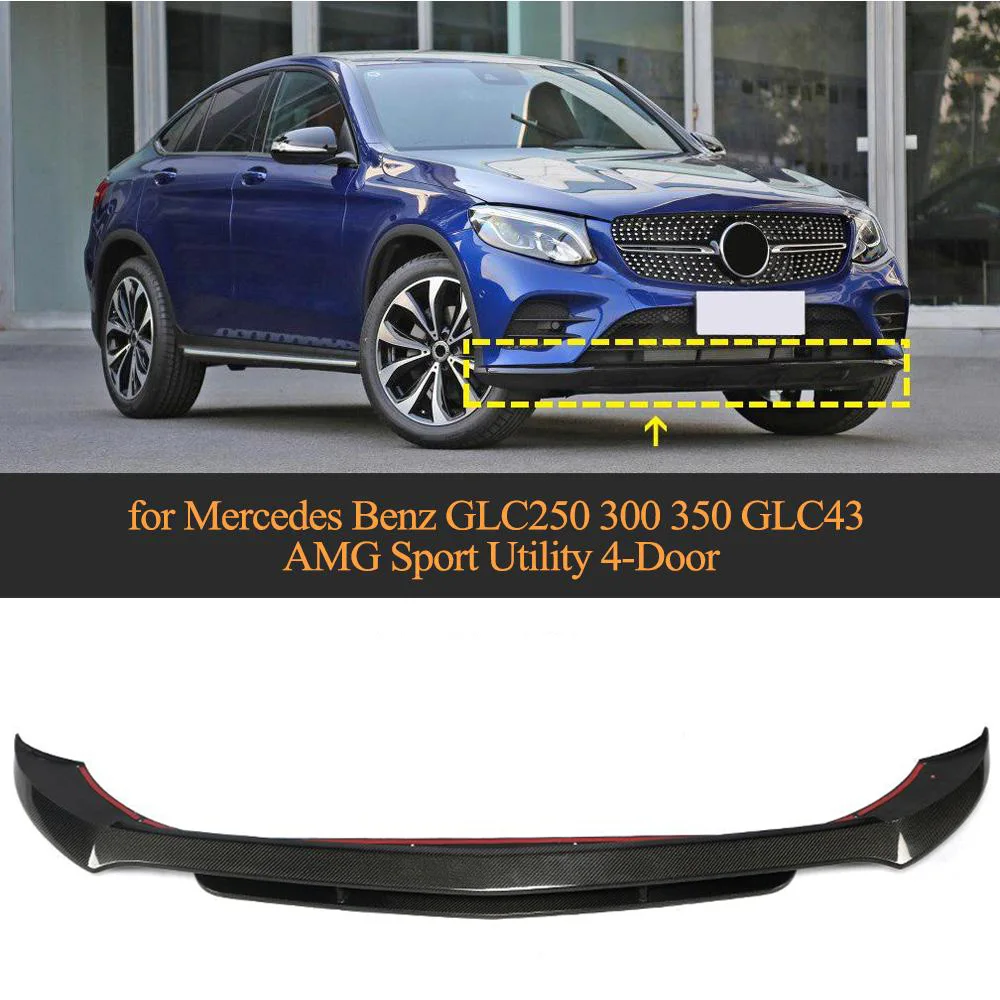 

Спойлер для переднего бампера автомобиля для Mercedes-Benz GLC Sport GLC43 AMG 2015-2019, сплиттер для переднего бампера, спойлер из углеродного волокна