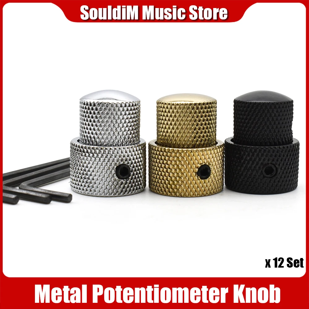 

12set Metal Double Layer Electric Guitar Tone Volume Speed Control Stacked Knob Button with Wrench Electric Guitar Accessories