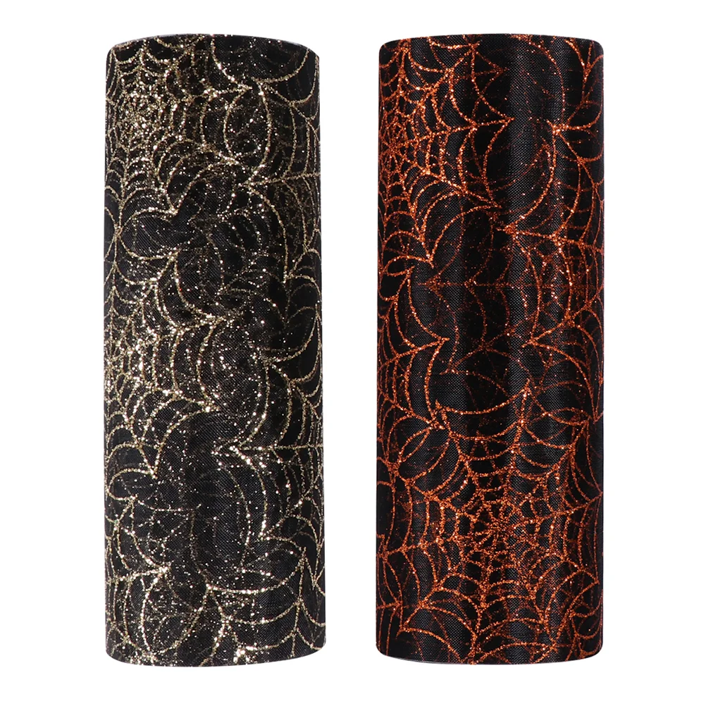 

2 Rolls Spider Web Tulle Tulle Roll Spider Web Pattern Fabric Tulle Rolls for DIY Decoration Wreath Making ( Mixed Color )