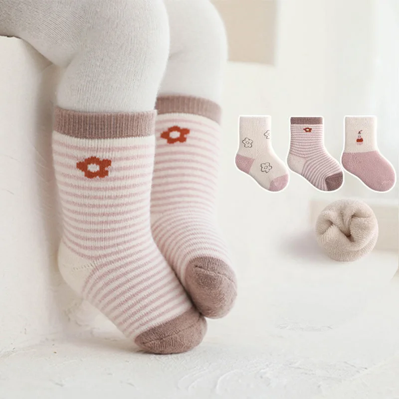

3 Pairs/lot Cartoon Baby Socks Soft Thicken Cotton Kids Sock Spring Autumn Newborn Socks for Girls Boys Infant Accessories 0-5 Y