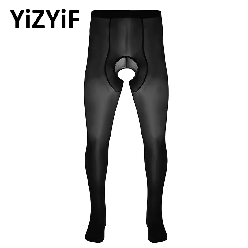 Mens Ice Silk сексуальные колготки закрытый носок с вырезами эластичные чулки