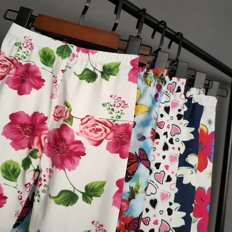 Леггинсы с принтом для девочек милые облегающие длинные брюки повседневные