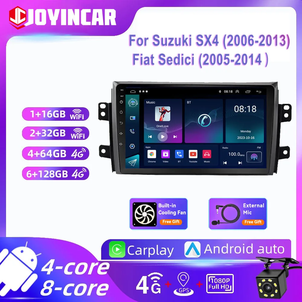 Автомобильный радиоприемник Android 13 2Din для Suzuki SX4 2006-2013 Fiat Sedici 2005-2014 мультимедийный