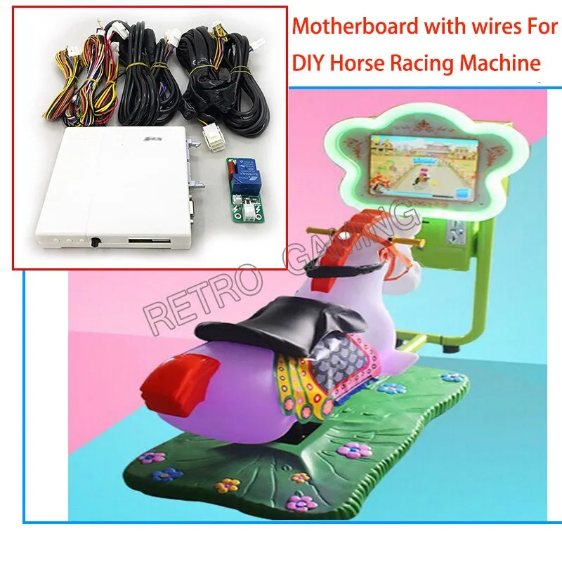 DIY Arcade Mainboard Kits for Kiddiy Ride Car Racing / Horse Racing Video Game Machine With Motherboard and Wires Cables