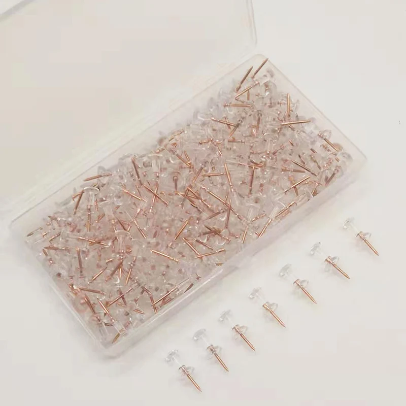 

100Pcs/Box Office School Supplies Plastic Thumb Thumbtack Transparent Color for Household Board Pins Multi Purpose 18MM