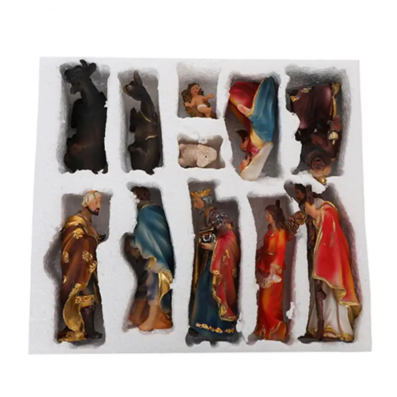 

5 inch Mini Edition Christmas Nativity Set 11 Piece Resin Christmas Nativity Scene Figurines Beautiful Home Gifts Decors