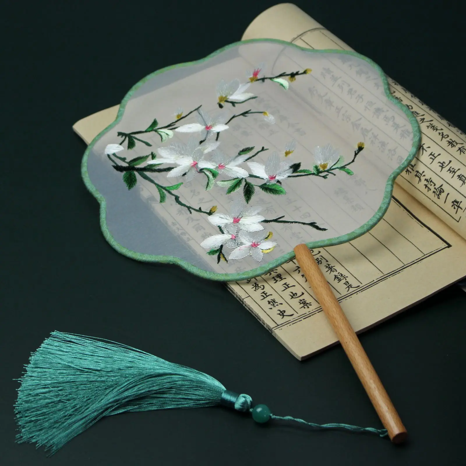 10 шт. китайский веер полупрозрачный женский для танцев с длинной ручкой и