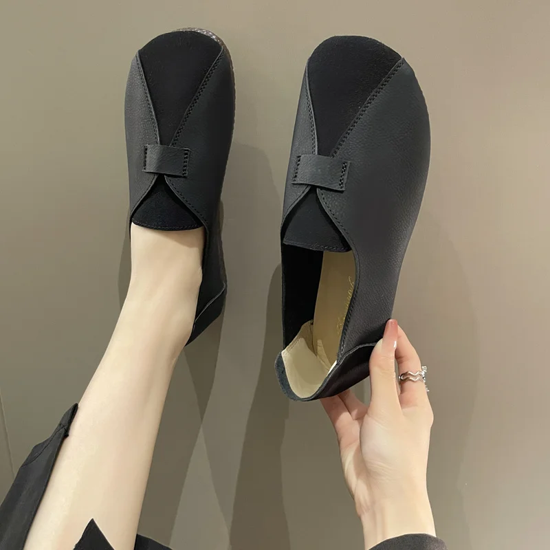 

Модная женская обувь, модель сезона осень-зима 2023 года, кроссовки из воловьей кожи с верхним слоем, в стиле ретро, ботинки на плоской подошве для женщин