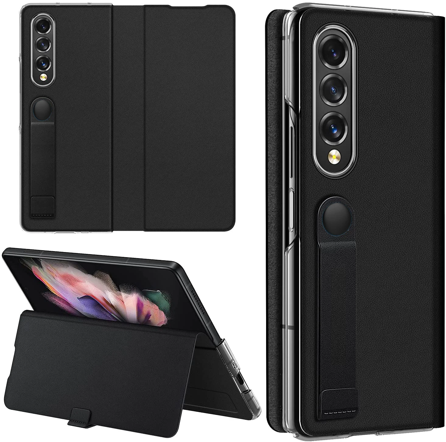 Ultra Thin With Holder For Samsung Galaxy Z Fold 3 4 5G  Case Flip Magnetic Leather Cover For Galaxy Z Fold 4 3